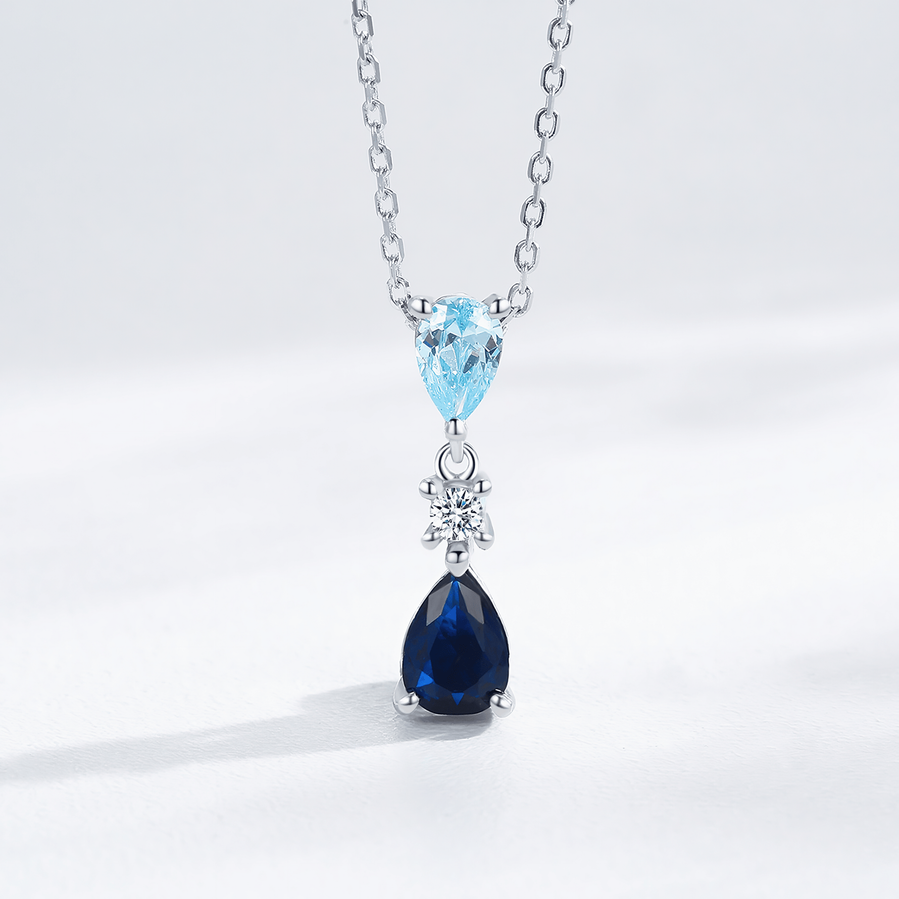 Ocean Drop Blue Gemstone Pendant Necklace - NAFALUXE
