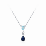 Ocean Drop Blue Gemstone Pendant Necklace - NAFALUXE