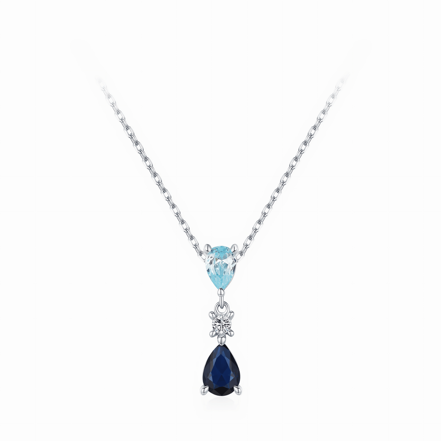 Ocean Drop Blue Gemstone Pendant Necklace - NAFALUXE