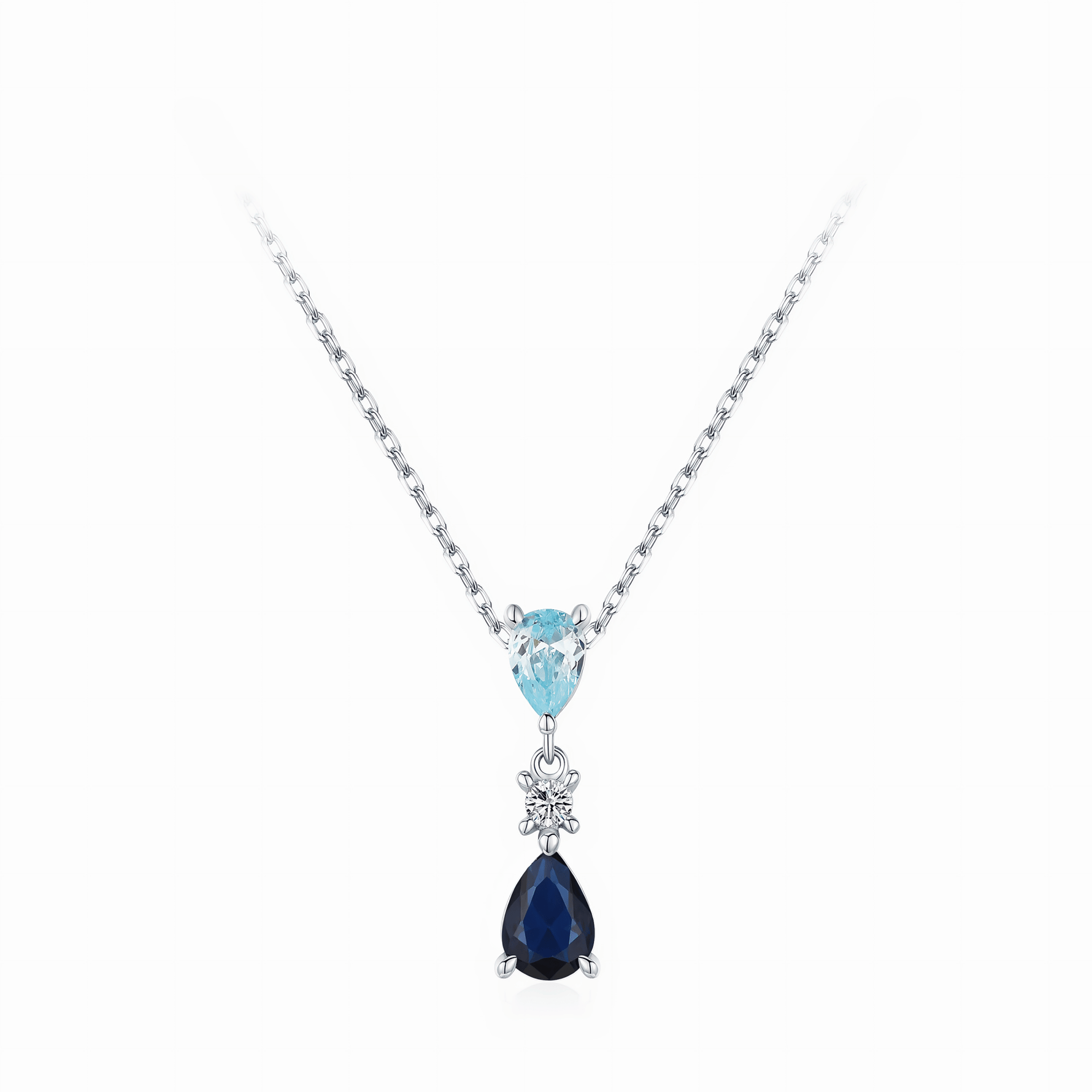 Ocean Drop Blue Gemstone Pendant Necklace - NAFALUXE