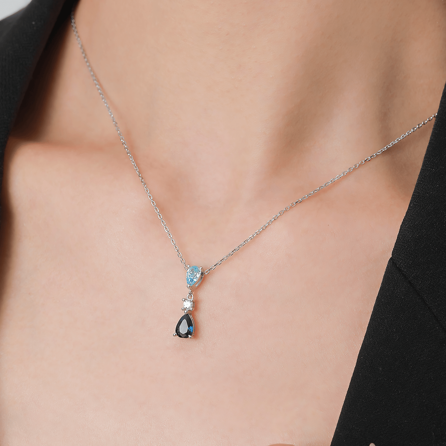 Ocean Drop Blue Gemstone Pendant Necklace - NAFALUXE