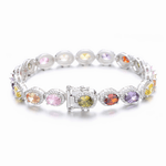 Oval Gemstone Halo Bracelet Sterling Silver 925 - NAFALUXE
