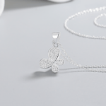 Pavé Butterfly Pendant Necklace – 925 Silver - NAFALUXE