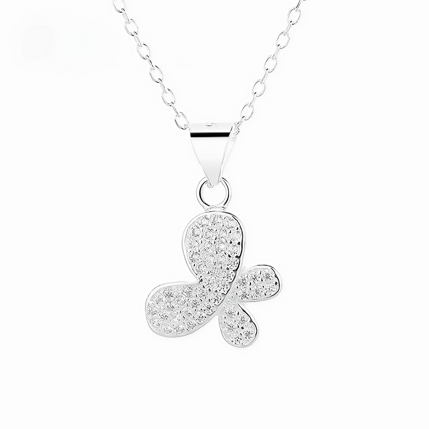 Pavé Butterfly Pendant Necklace – 925 Silver - NAFALUXE