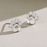 Paw Print Stud Earrings with Zirconia for Animal Lovers - NAFALUXE