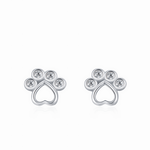 Paw Print Stud Earrings with Zirconia for Animal Lovers - NAFALUXE