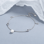 Pearl & Amethyst Star Charm Bracelet Sterling Silver 925 - NAFALUXE