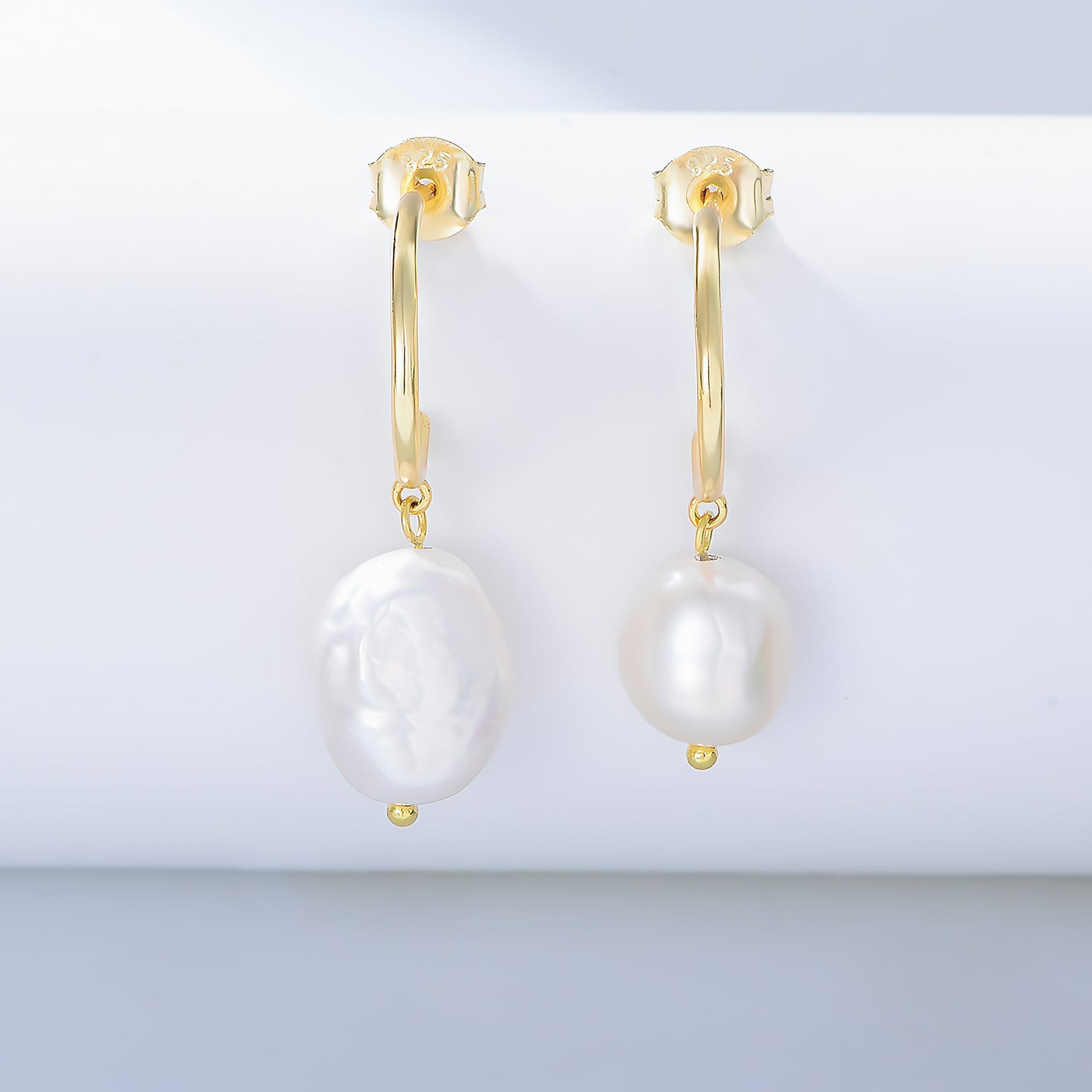 Pearl Hoop Earrings – 925 Sterling Silver - NAFALUXE