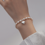 Pearl Romance Heart Charm Bracelet - NAFALUXE