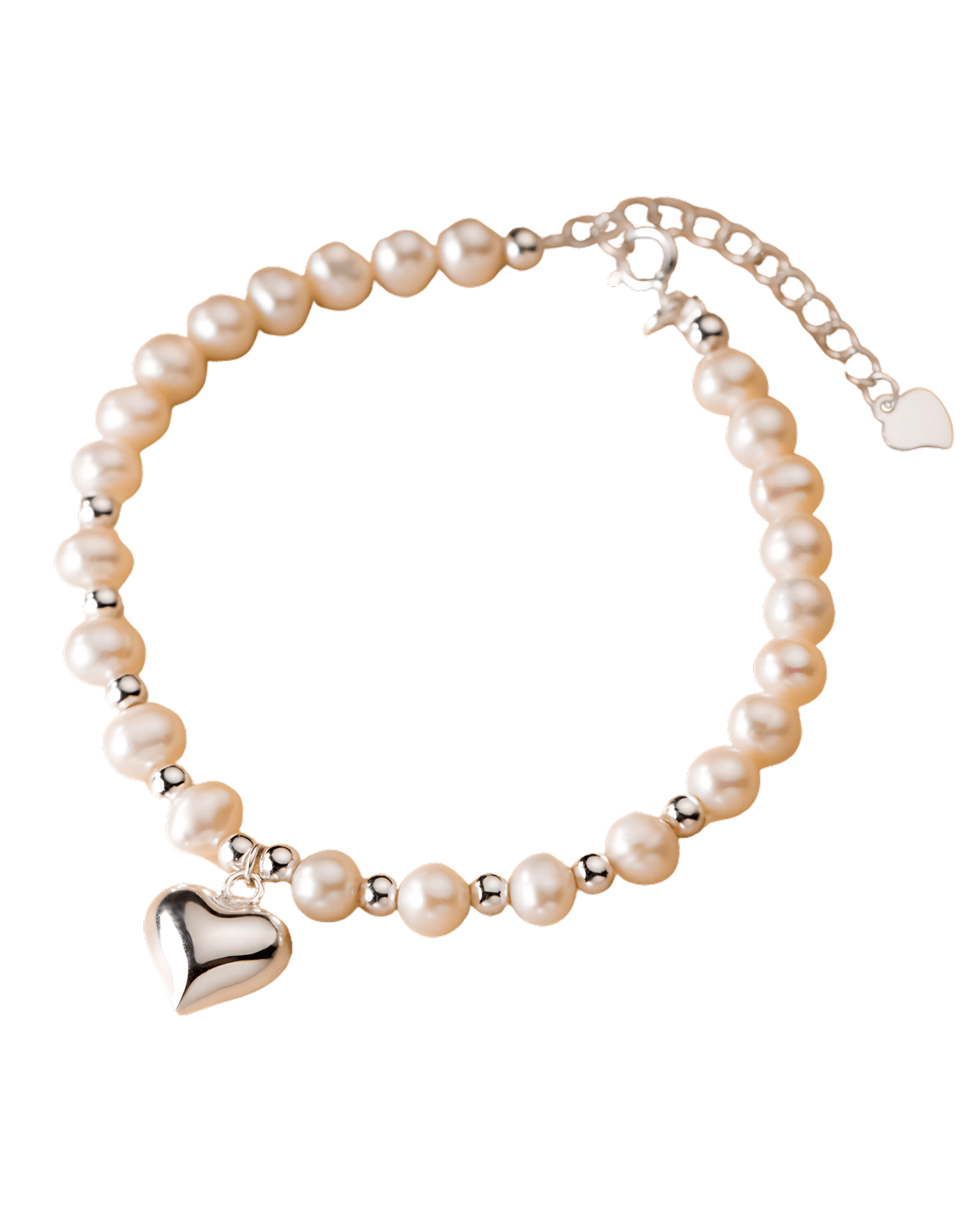 Pearl Romance Heart Charm Bracelet - NAFALUXE