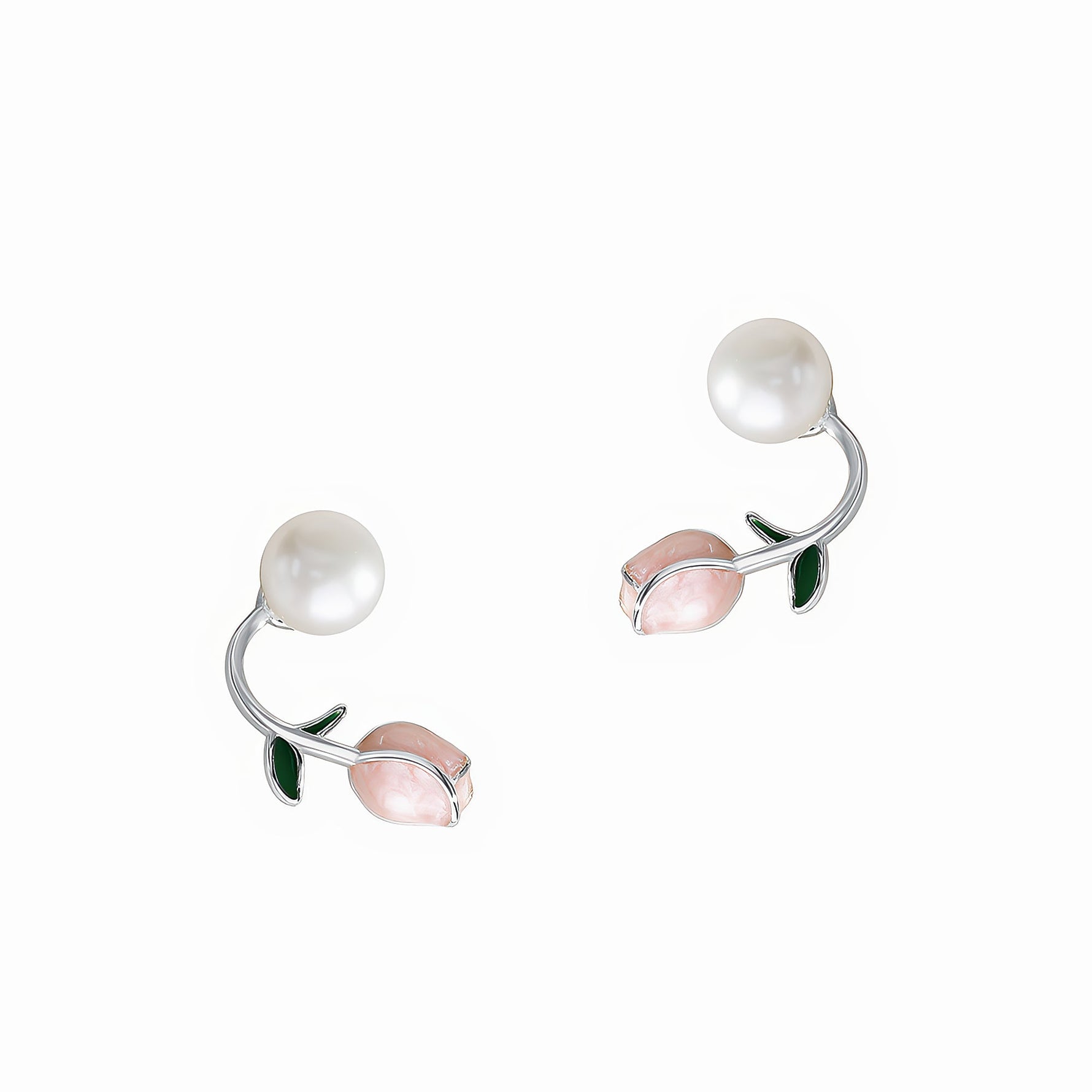 Pearl Rose Stud Earrings – 925 Sterling Silver - NAFALUXE