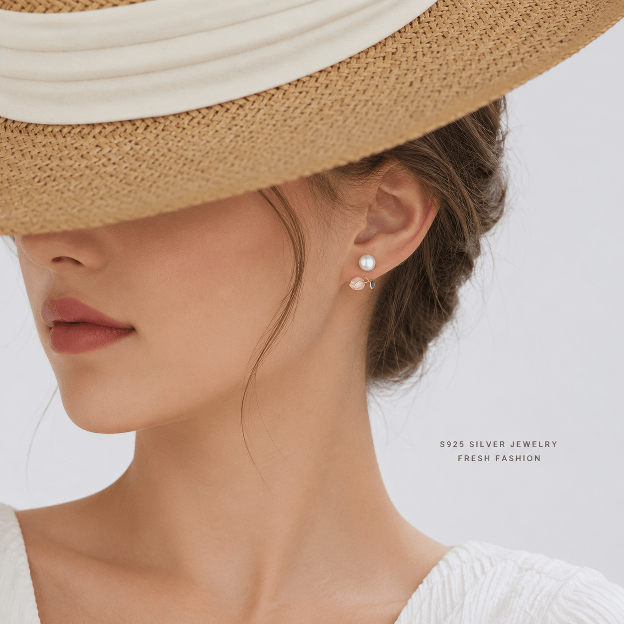 Pearl Rose Stud Earrings – 925 Sterling Silver - NAFALUXE
