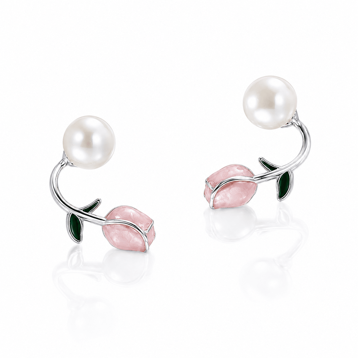 Pearl Rose Stud Earrings – 925 Sterling Silver - NAFALUXE
