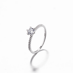 Petite Promise Ring in Sterling Silver with Pavé Band - NAFALUXE