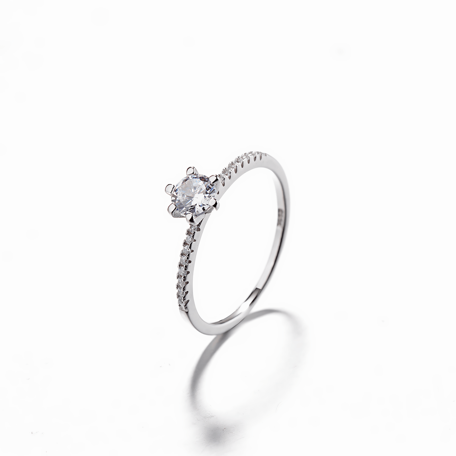 Petite Promise Ring in Sterling Silver with Pavé Band - NAFALUXE