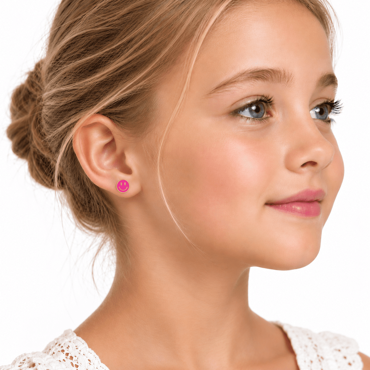 Pink Smiley Face Stud Earrings - NAFALUXE