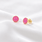 Pink Smiley Face Stud Earrings - NAFALUXE