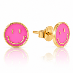 Pink Smiley Face Stud Earrings - NAFALUXE