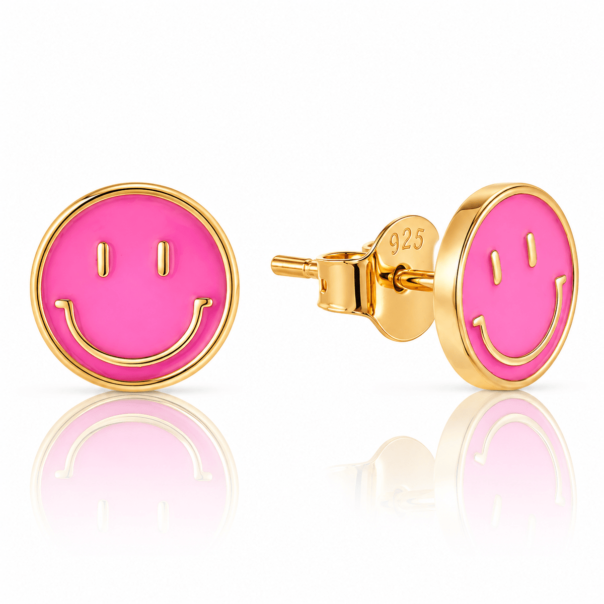 Pink Smiley Face Stud Earrings - NAFALUXE