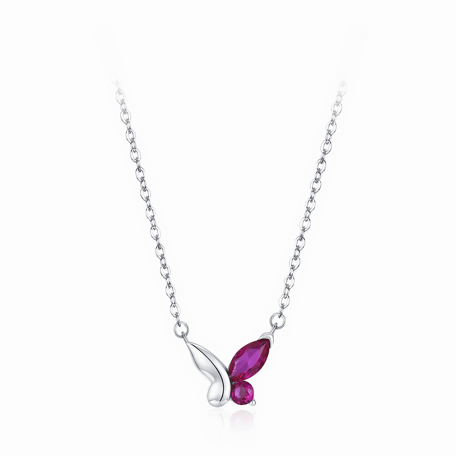 Pink Wings Butterfly Gemstone Necklace - NAFALUXE