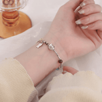 Playful Cat Charm Bracelet with Natural Stone Beads - NAFALUXE