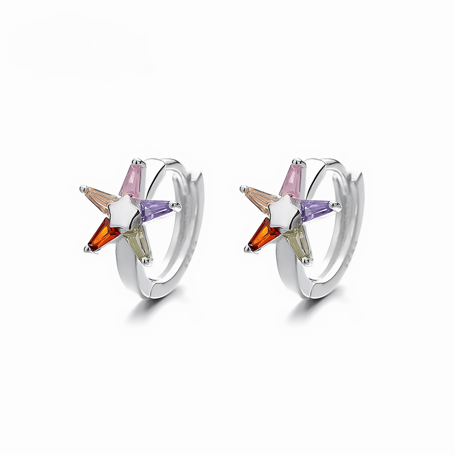 Playful Star Hoop Earrings – 925 Sterling Silver & AAA Zirconia - NAFALUXE