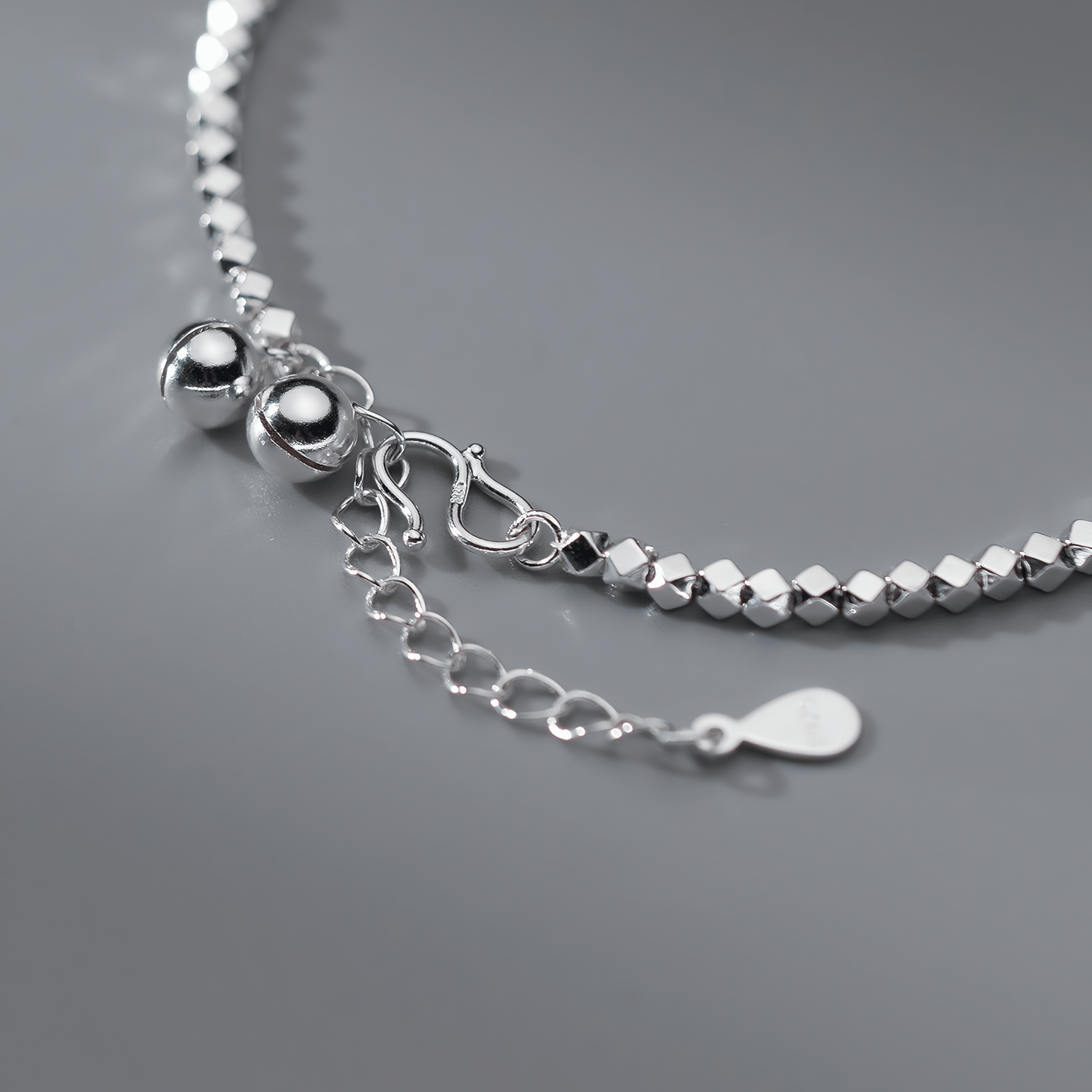 Polished Silver Diamond - Cut Bead Bracelet - NAFALUXE