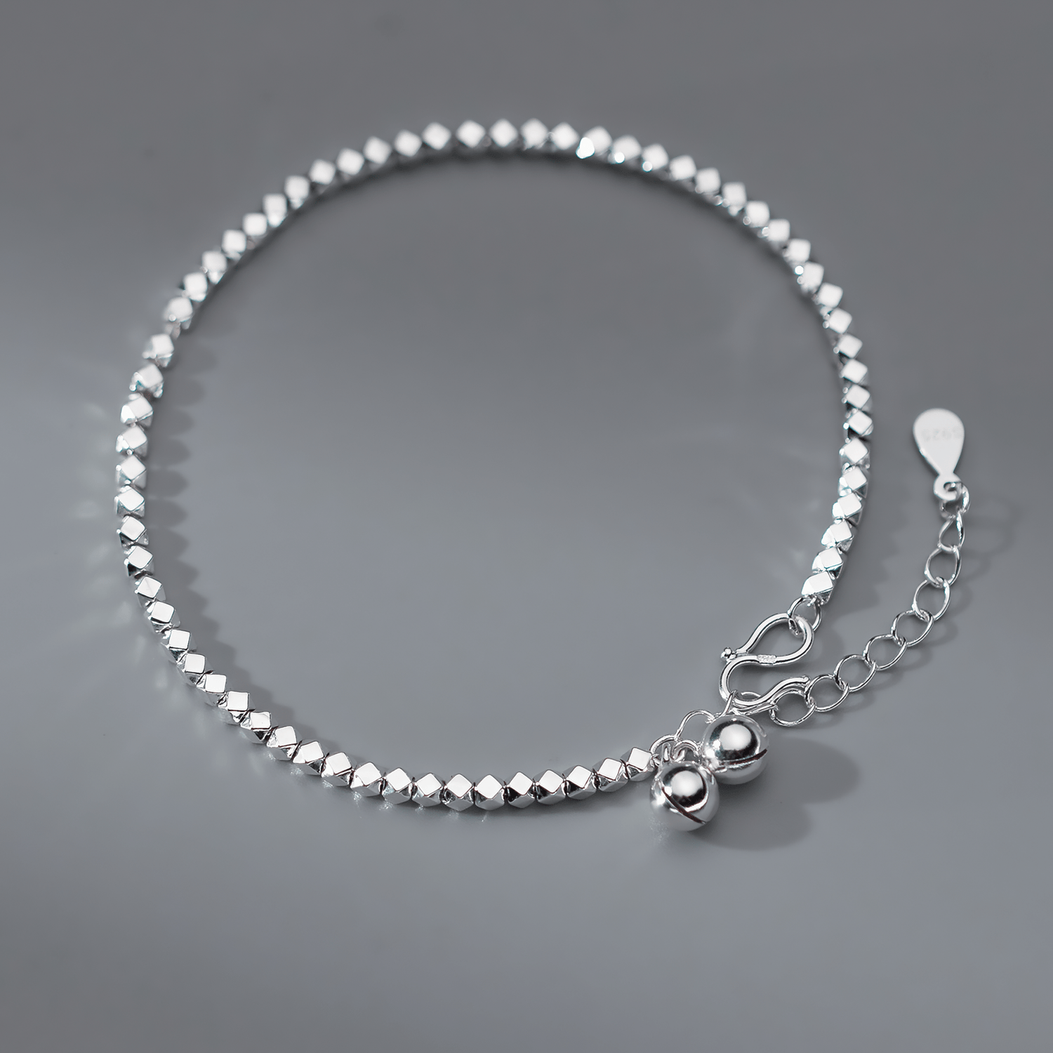 Polished Silver Diamond - Cut Bead Bracelet - NAFALUXE