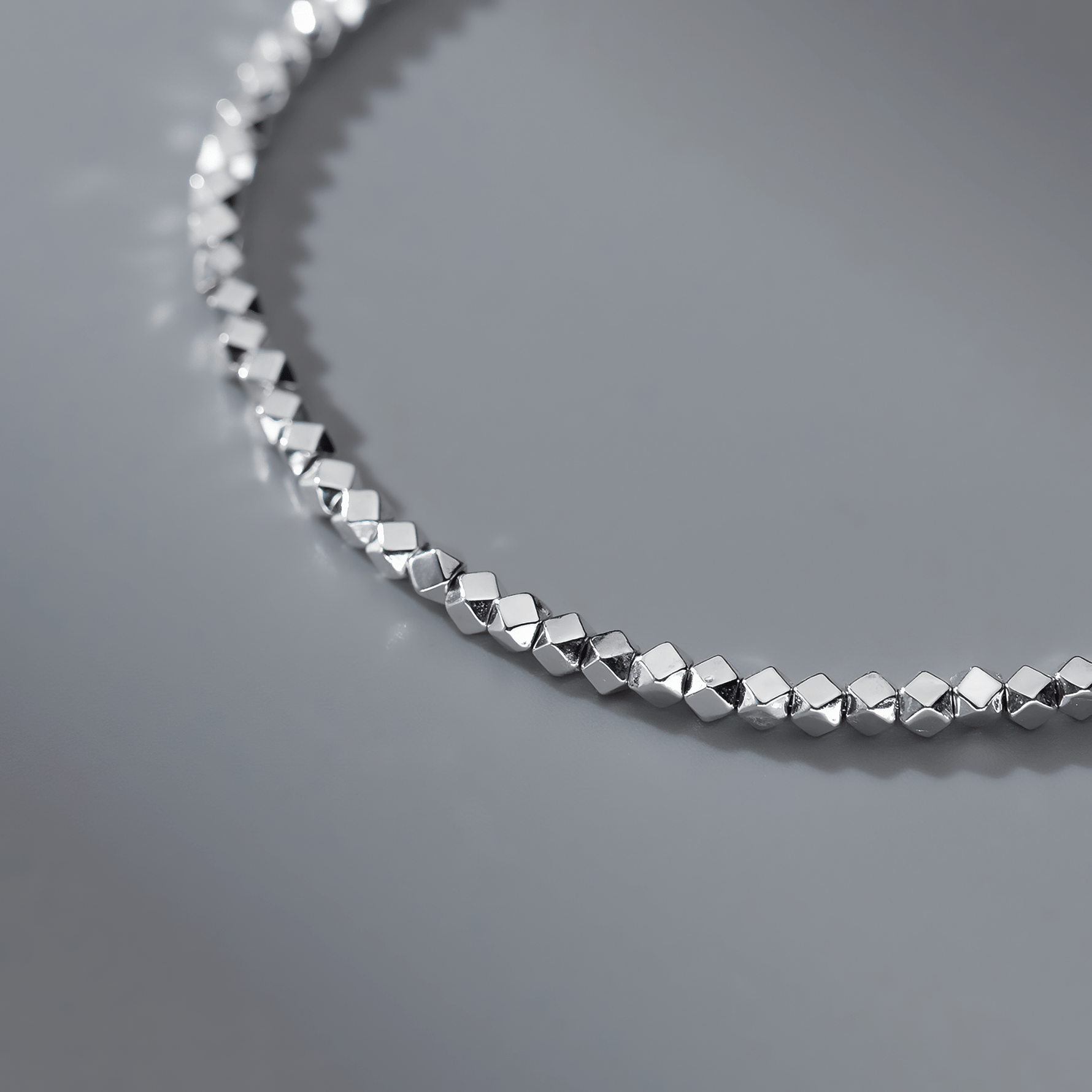 Polished Silver Diamond - Cut Bead Bracelet - NAFALUXE