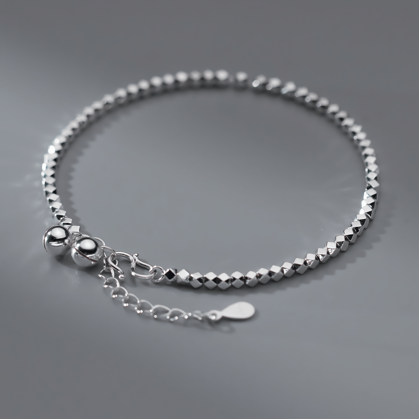 Polished Silver Diamond - Cut Bead Bracelet - NAFALUXE