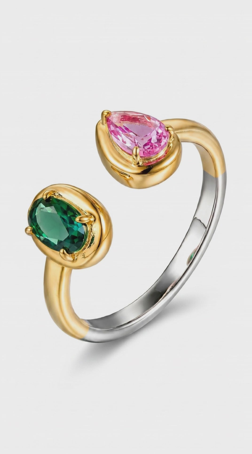 Dual Gem Open Ring
