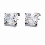 Princess - Cut Stud Earrings – Sterling Silver with CZ Crystals - NAFALUXE