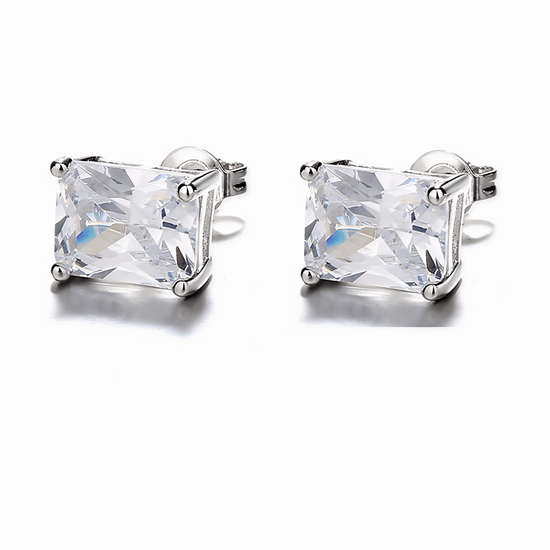 Princess - Cut Stud Earrings – Sterling Silver with CZ Crystals - NAFALUXE