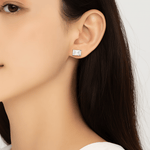Princess - Cut Stud Earrings – Sterling Silver with CZ Crystals - NAFALUXE