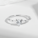 Pure Heart – Sterling Silver Ring with Heart - Shaped CZ and Polished Bead Band - NAFALUXE