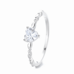 Pure Heart – Sterling Silver Ring with Heart - Shaped CZ and Polished Bead Band - NAFALUXE