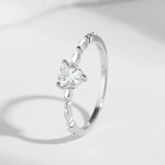 Pure Heart – Sterling Silver Ring with Heart - Shaped CZ and Polished Bead Band - NAFALUXE