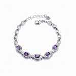 Purple Oval Zirconia and Teardrop Links - NAFALUXE