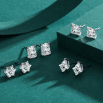Radiant Cut Stud Earrings in 925 Sterling Silver – Classic Solitaire Design - NAFALUXE