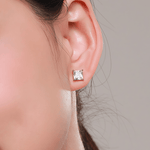 Radiant Cut Stud Earrings in 925 Sterling Silver – Classic Solitaire Design - NAFALUXE