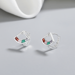 Rainbow Fan Stud Earrings – 925 Silver - NAFALUXE