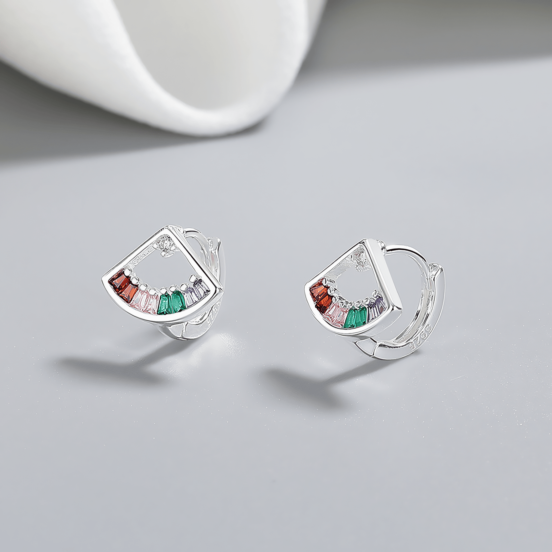 Rainbow Fan Stud Earrings – 925 Silver - NAFALUXE