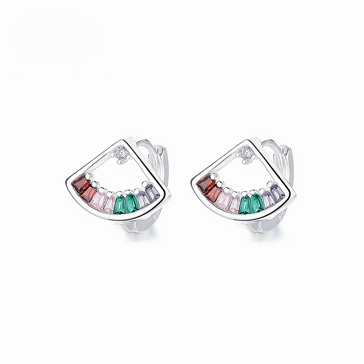 Rainbow Fan Stud Earrings – 925 Silver - NAFALUXE