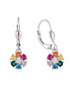 Rainbow Flower CZ Drop Earrings - NAFALUXE