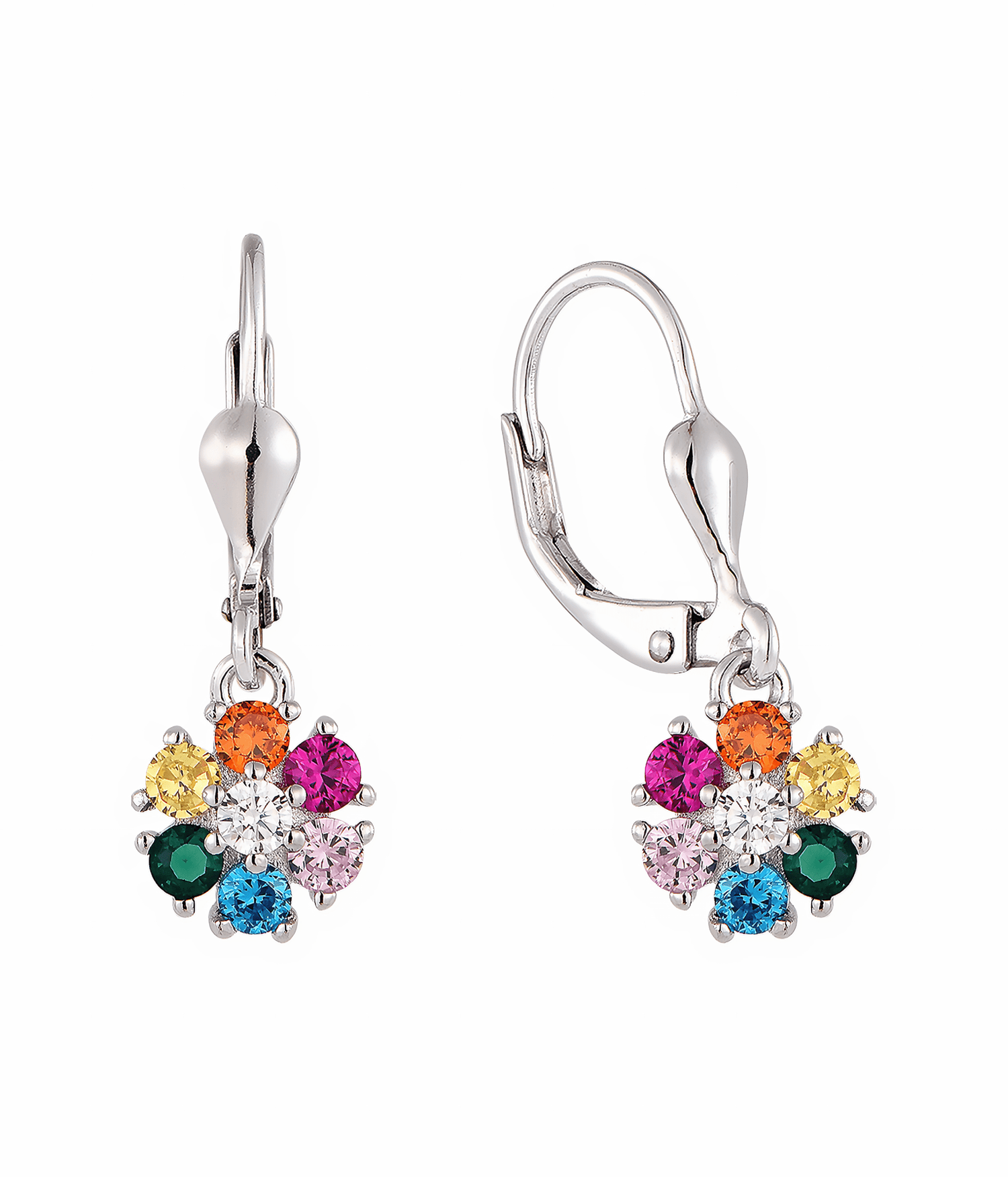 Rainbow Flower CZ Drop Earrings - NAFALUXE