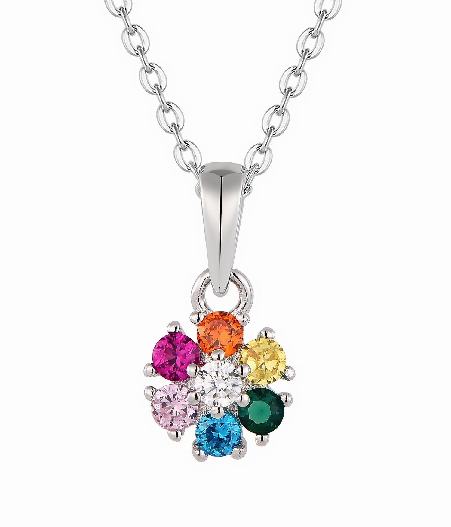Rainbow Flower CZ Necklace - NAFALUXE