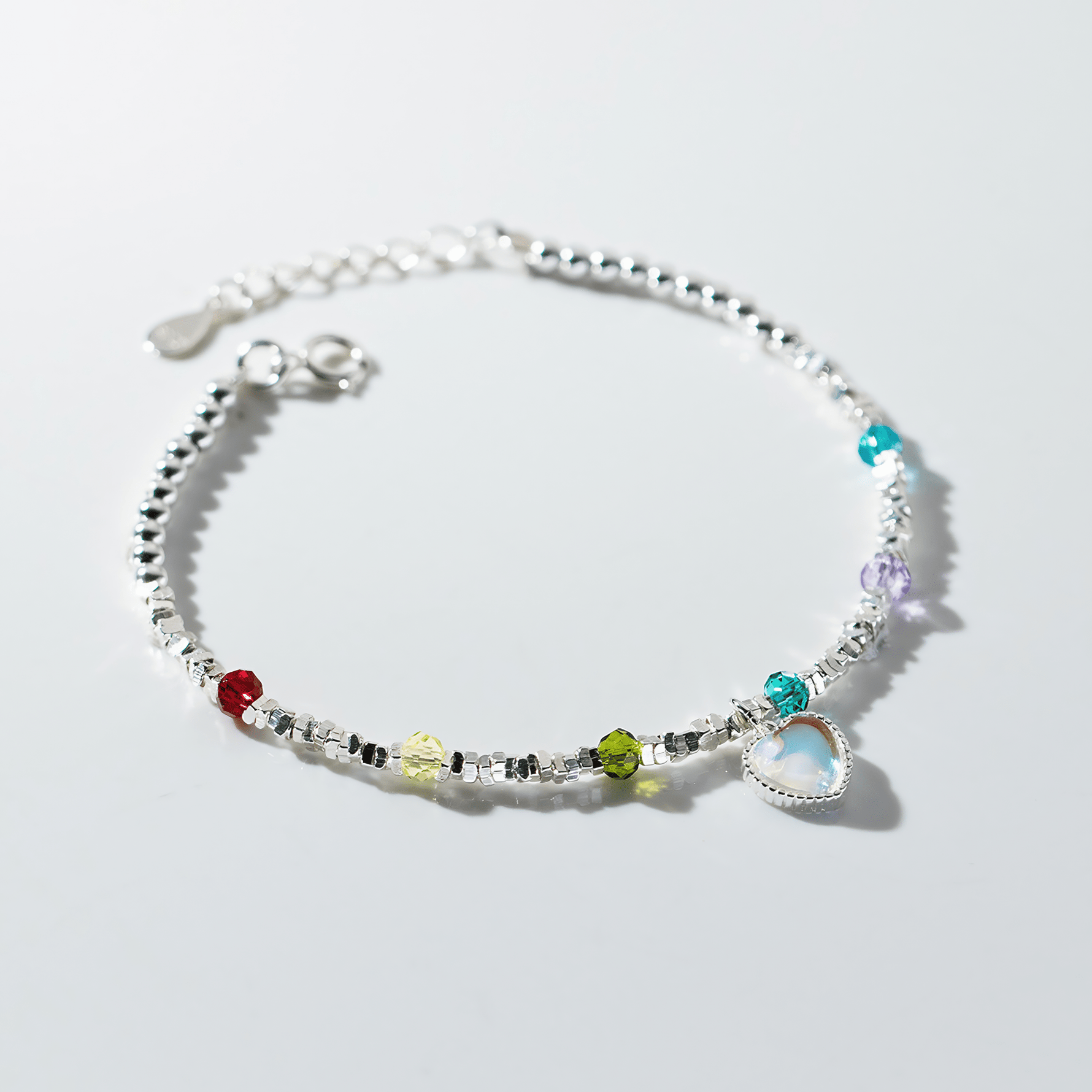 Rainbow Heart Charm Bracelet - NAFALUXE