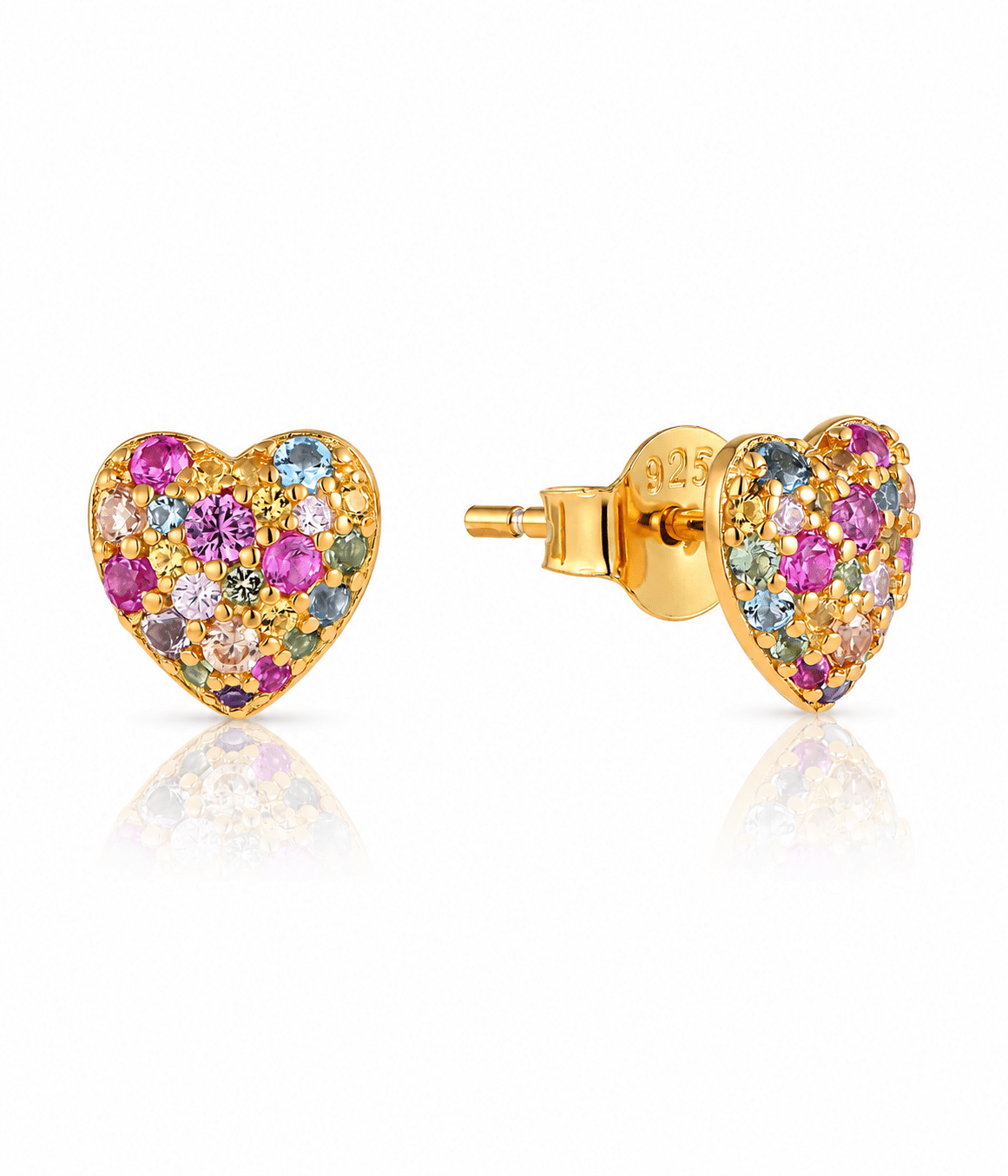 Rainbow Heart Stud Earrings - NAFALUXE