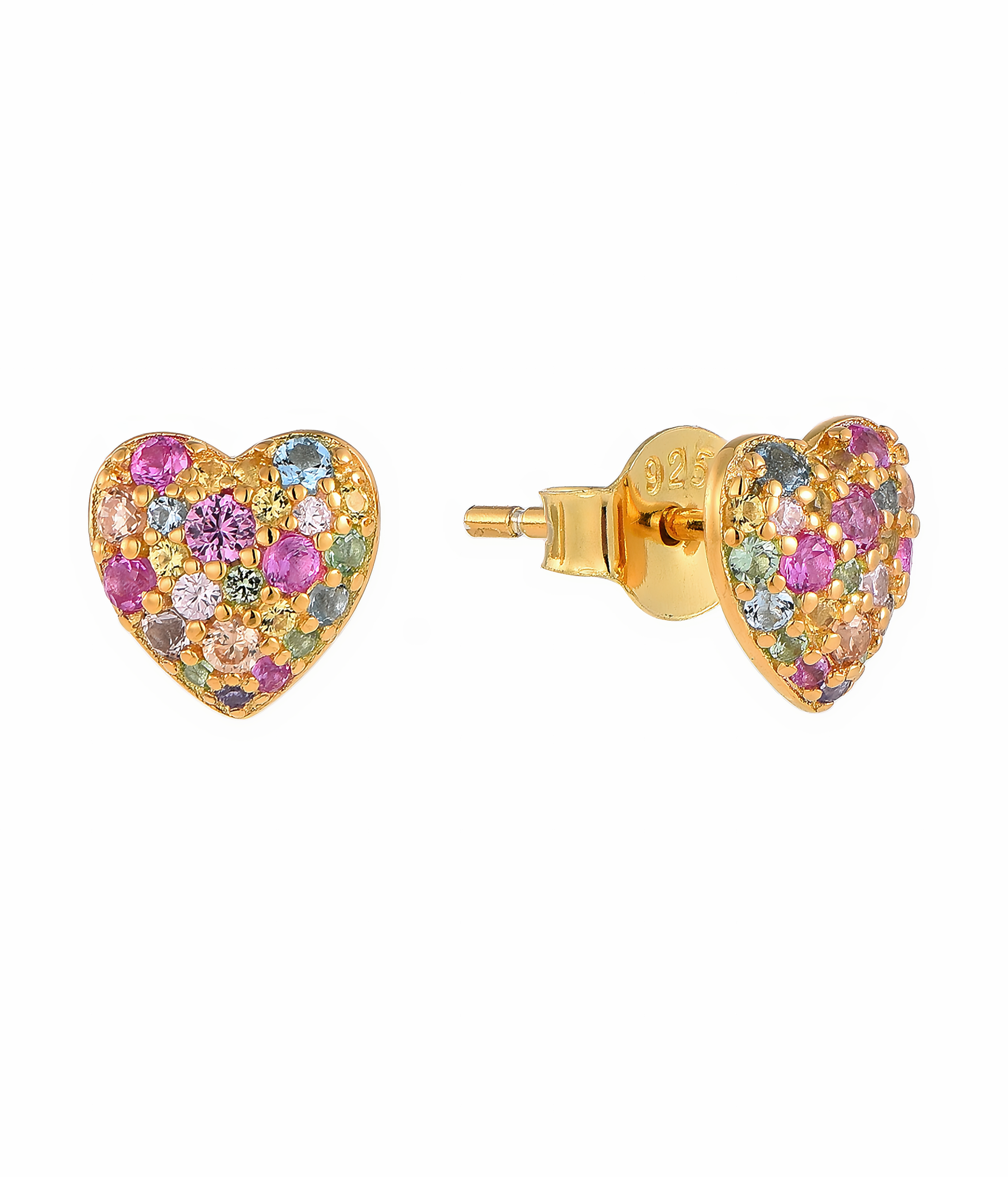 Rainbow Heart Stud Earrings - NAFALUXE