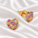Rainbow Heart Stud Earrings - NAFALUXE